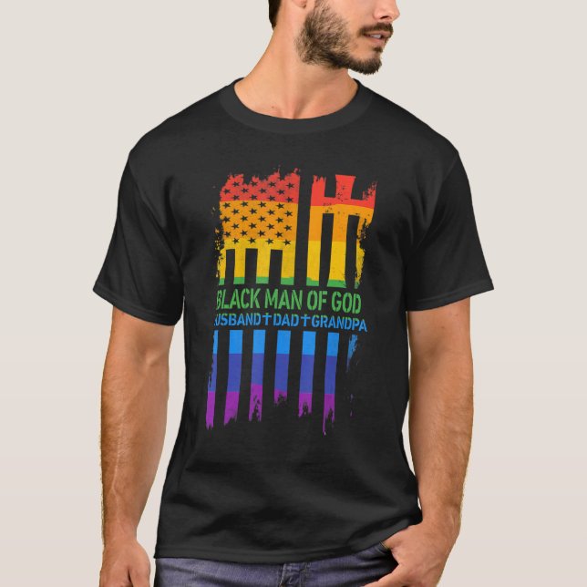 Svart man av Gud Pappa Make, LGBT Gay pride Priest T Shirt (Framsida)