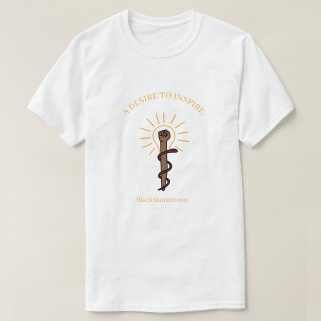 Svart man M.D. Manar White T-Shirt (Design framsida)