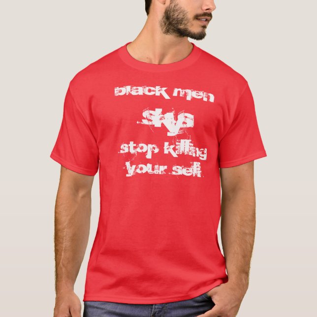 svart man s, K, y, s, stopp som dödar din själv Tee Shirt (Framsida)