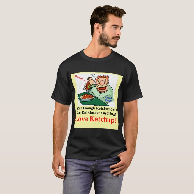 Svart man T-tröja älskar jag Ketchup Tee Shirt (Hel framsida)