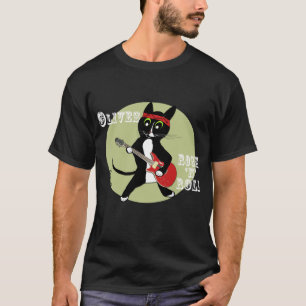 Svart manar för rulle för kattsten n svart tshir t shirt