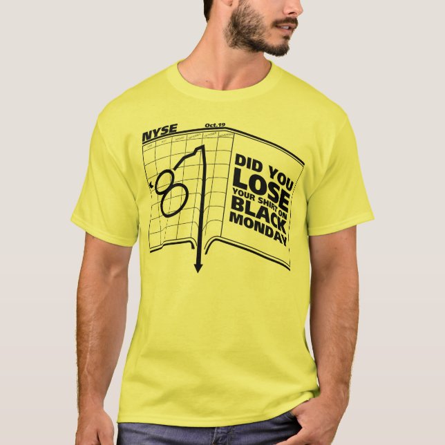 Svart Måndag aktiemarknad 1987 T-shirt (Framsida)