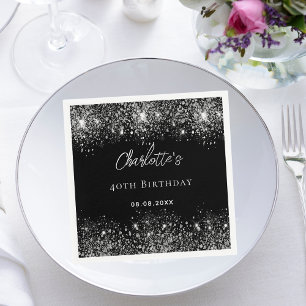 Svart måndag silver glitter pappersservett