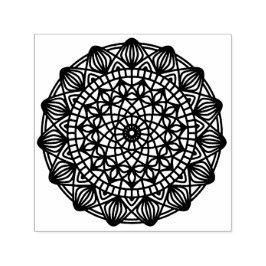 Svart Mandala Emblem Rund Självfärgande Stämpel