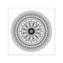 Svart Mandala Fantasy Blomma Självfärgande Stämpel