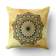 Svart Mandala på mjuk guld bakgrund
