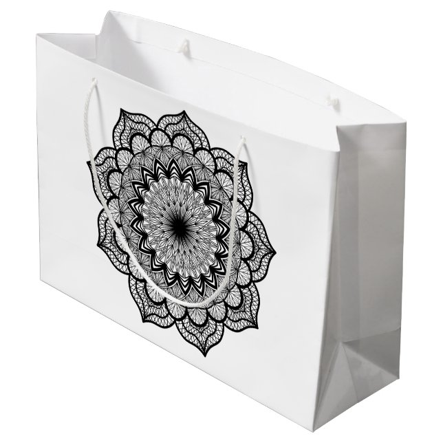 Svart Mandala på vit bakgrund (Baksidan Vinklad)