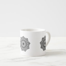 Svart Mandala på vit bakgrund Espressomugg