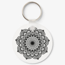 Svart Mandala på vit bakgrund