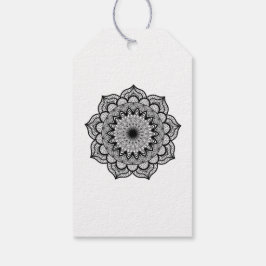 Svart Mandala på vit bakgrund Presentetikett