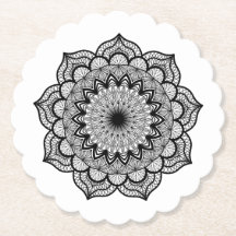 Svart Mandala på vit bakgrund