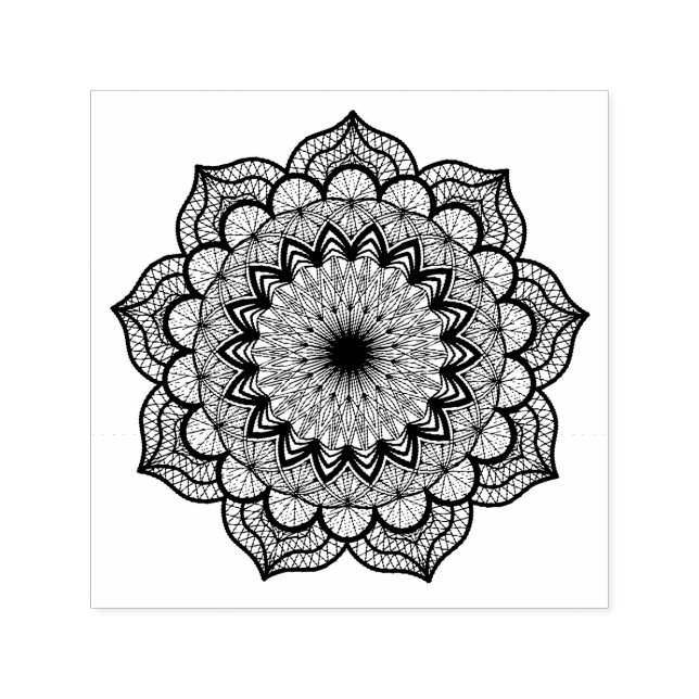 Svart Mandala Självfärgande Stämpel (Design)