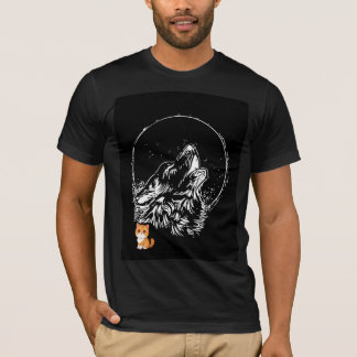 Svart måne och varg t-shirt design