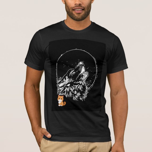 Svart måne och varg t-shirt design  (Framsida)