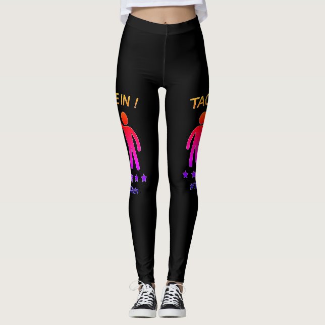 Svart mångfärgat - märka mig in leggings (Framsida)
