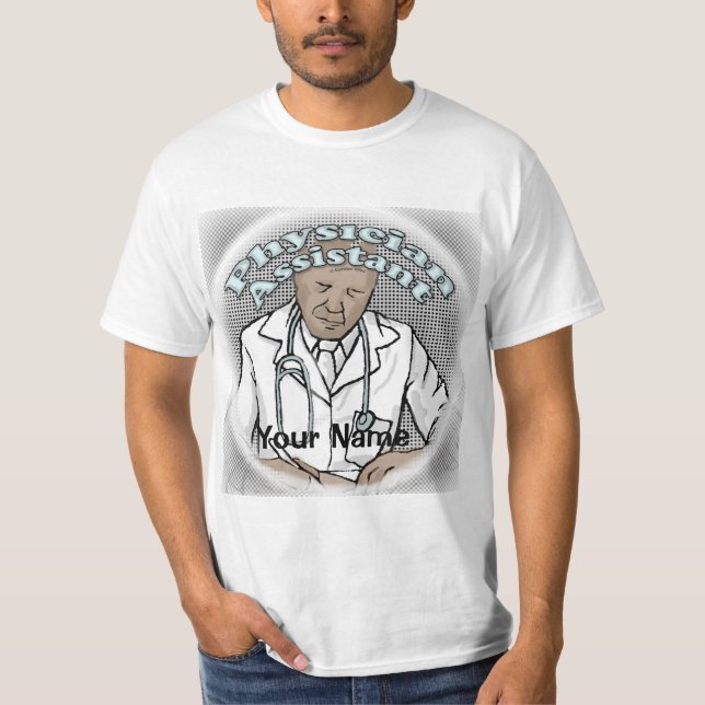 Svart manlig läkarassistent t shirt (Framsida)