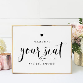 Svart manus Vänligen hitta din plats och Smaklig m Poster