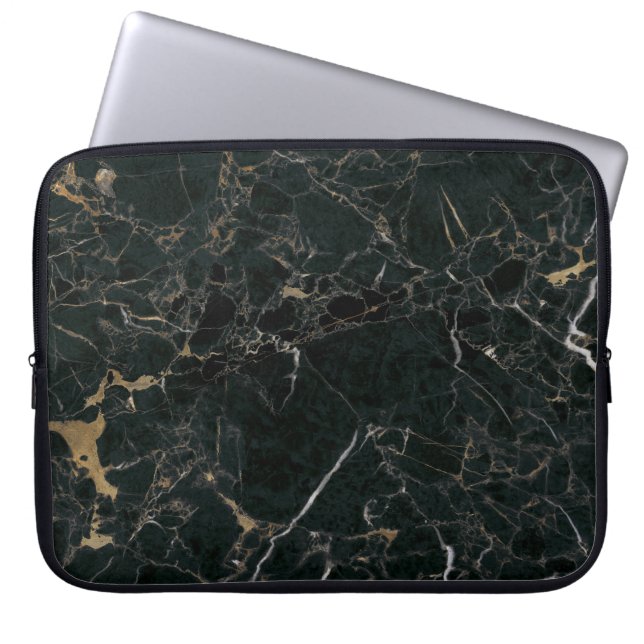 Svart marbel för elegant: Texturerad bakgrund Laptop Fodral (Framsidan)