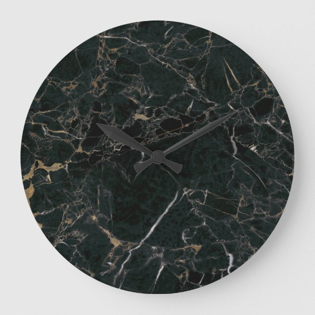 Svart marbel för elegant: Texturerad bakgrund Stor Klocka (Framsida)