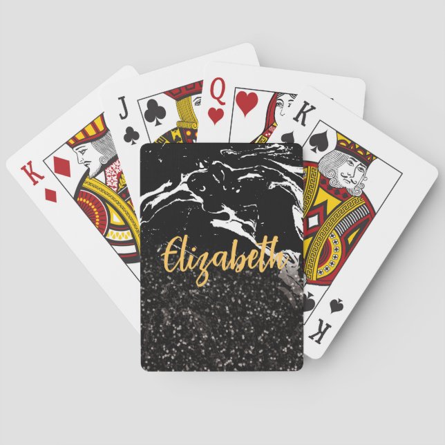 Svart Marble/Black Glitter Casinokort (Baksidan)