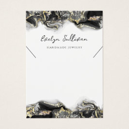 Svart marble bläck necklace visning card visitkort