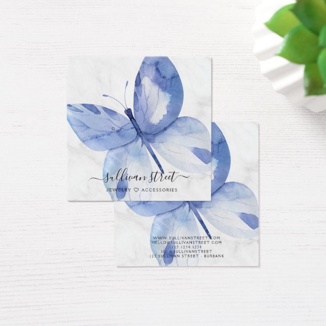 Svart marble Earrings Jewelry Visning Card Fyrkantigt Visitkort (Skivbord)