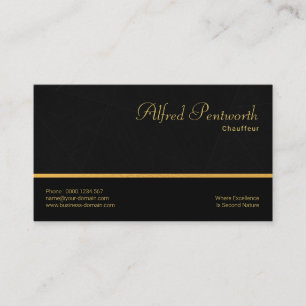 Svart marble Grunge Simple Guld Line Chauffeur Visitkort