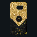 Svart marble & Guld Glitter Modern Geometric Galaxy S5 Skal<br><div class="desc">Elegantens moderna geometriska utformning med svart marmorsten och guld glitter och anpassningsbar monogram</div>