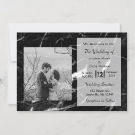 Svart Marble Photo Wedding-inbjudningar Inbjudningar