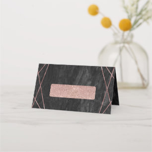 Svart Marble Ro Guld Linjer Geo Bord säten Placeringskort