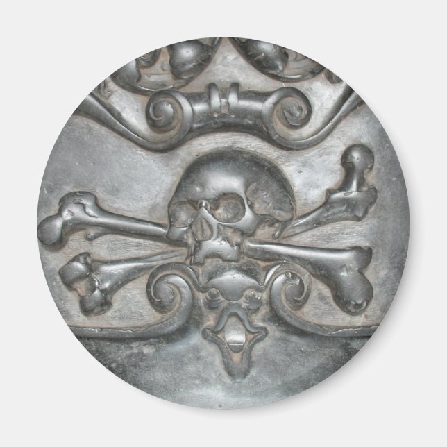 Svart Marble Skull & Bones Fridge Magnets Magnet (Framsidan)