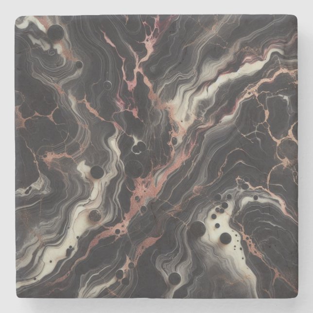 Svart marble Stone & Granite Drinkware Stenunderlägg (Framsidan)