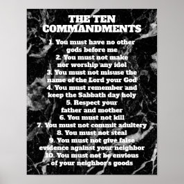 Svart marble Ten Commandations Bible Sign Poster