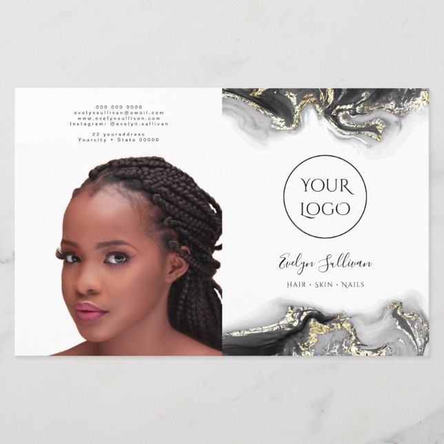 Svart marbling-design, dubbelsidig broschyr (Framsida)