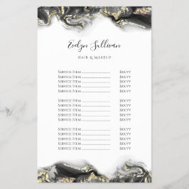 Svart marbling-plan för pris lista flygblad