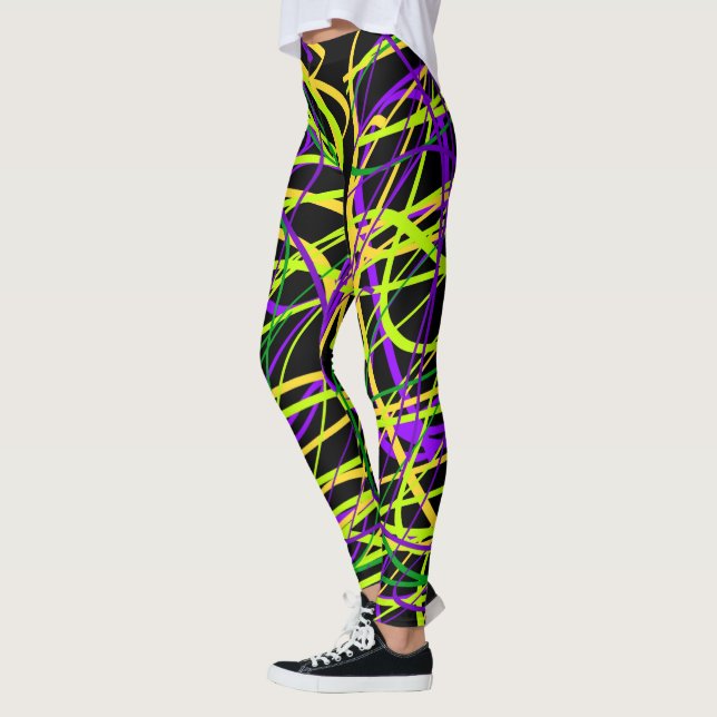 Svart Mardi Gras banddamasker Leggings (Vänster)