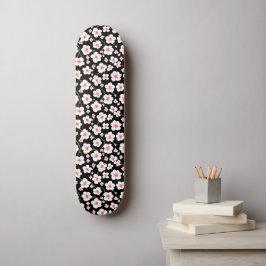 Svart Marguerit Blommig Söt Vintage Mönster Esteti Mini Skateboard Bräda 18,5 Cm