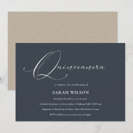 Svart marin vit Quinceañera Inbjudan