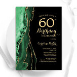 Svart, marinblåagat Guld 60:e födelsedagen Inbjudningar<br><div class="desc">Emerald grönt,  svart och guld agate 60 födelsedagsfest inbjudan. Elegantens moderna utformning med grönt vattenfärg gör marmor geodebakgrund,  faux glitter guld och typografi till skript. Trendig inbjudan-kortets perfekt för en snyggt kvinnor i firande. Skrivna Zazzle-inbjudningar eller digital utskrivbar mall för omedelbar nedladdning.</div>