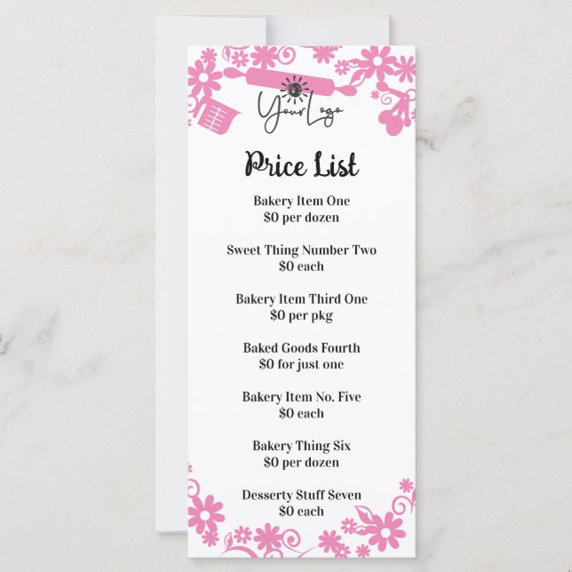 Svart marknadsföring-rackkort för bagare (Framsida)