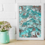 Svart marmor, fluid Art Canvastryck<br><div class="desc">Teal och svart marmorfluid konst,  digitalkonsmålning av stil.</div>