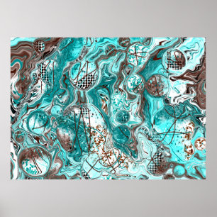 Svart marmor, fluid Art Poster