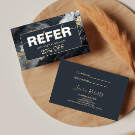 Svart marmor Guld Minimal Branding Rabattkort