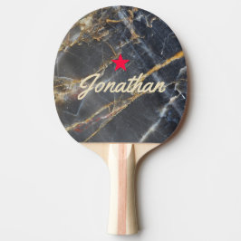 Svart marmor & guld sten Vintage stjärna signatur Pingisracket