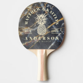 Svart marmor guld tropisk Ananas bröllopskrönika Pingisracket