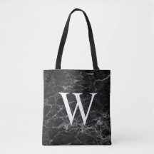 Svart marmor initial monogram handväska