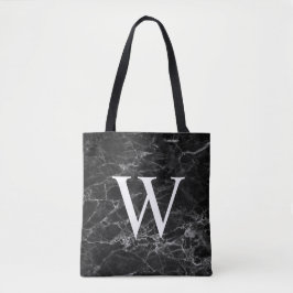 Svart marmor initial monogram handväska tygkasse