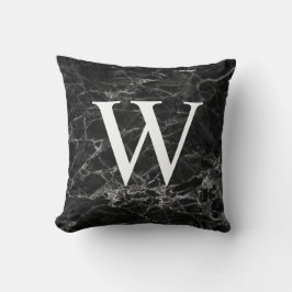 Svart marmor initial monogram hemdekor kudde