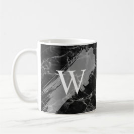 Svart marmor initialmonogram kaffemugg