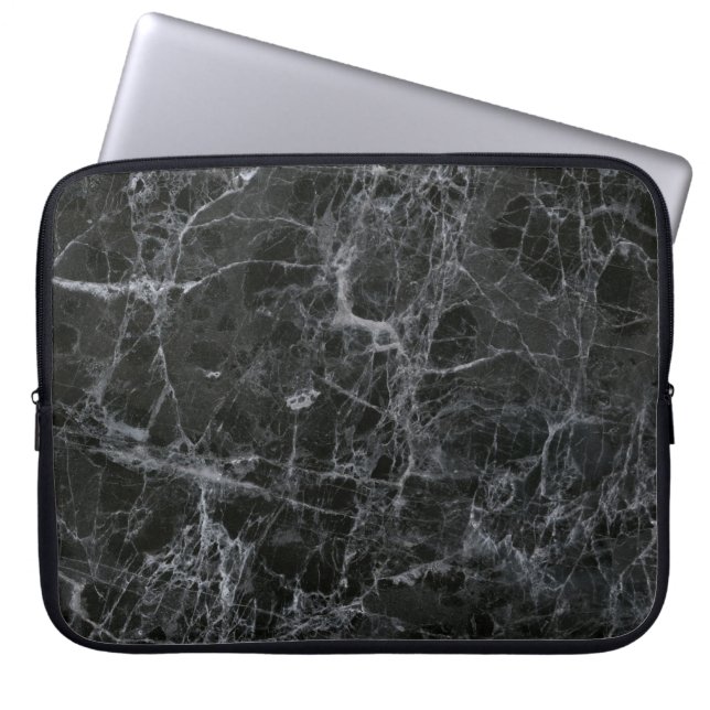 Svart marmor laptop fodral (Framsidan)